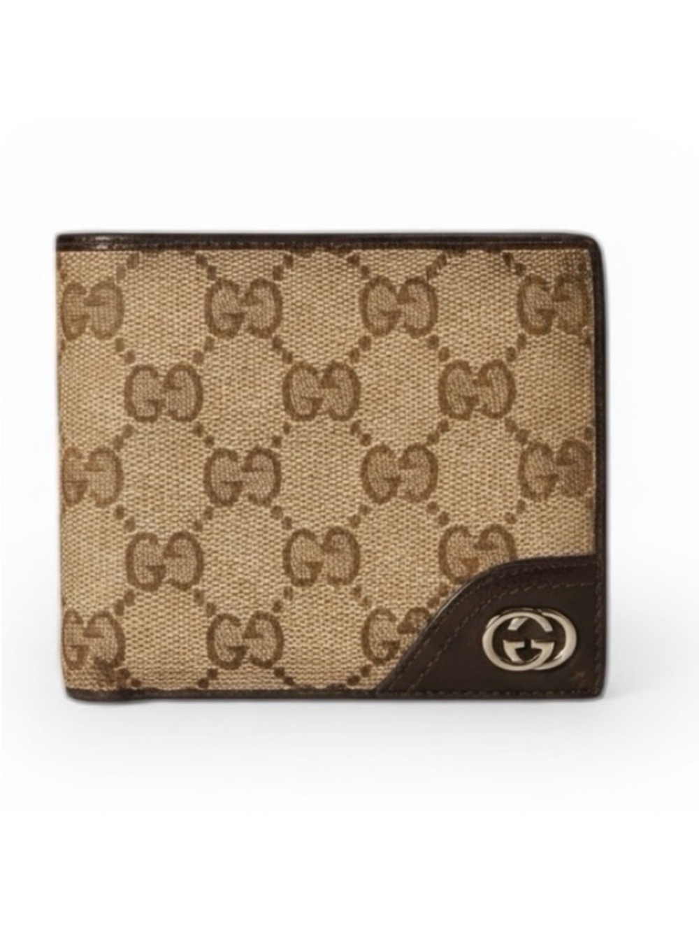 Gucci GG Vintage Bifold Leather and Canvas Wallet